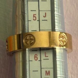 Add 1 “💰free” w bundle Ring copper tone band w Cross stamped design about sz 5.5